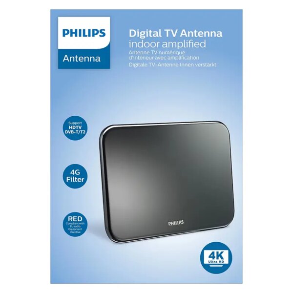 Antena Tv Digitala 4k Amplificare 42db Hdtv Fm Philips Sdv6224