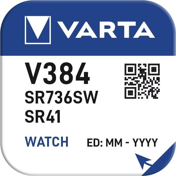 Baterie V384 Varta Silver Oxide 155v Ag3 Sr41sw Lr41 79x36mm