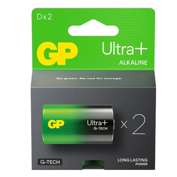 Baterii alcaline UltraPlus GP R20 D 2buc/blister GP13AUPTA21-2GSB2