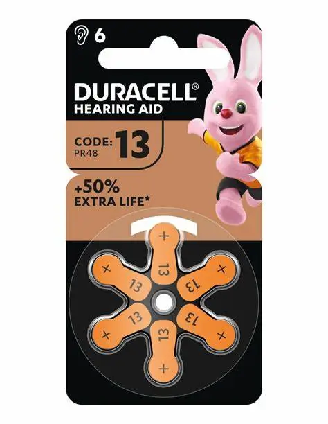 Baterii auditive 13 DURACELL Zinc-Air 1.45V PR48 6buc