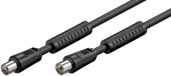 Cablu antena Coaxial tata - Coaxial mama 1.5m negru Goobay Cablu antena Coaxial tata - Coaxial mama 1.5m negru Goobay