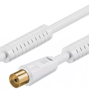 Cablu antena ecranat tata-mama 2.5m alb Goobay Cablu antena ecranat tata-mama 2.5m alb Goobay