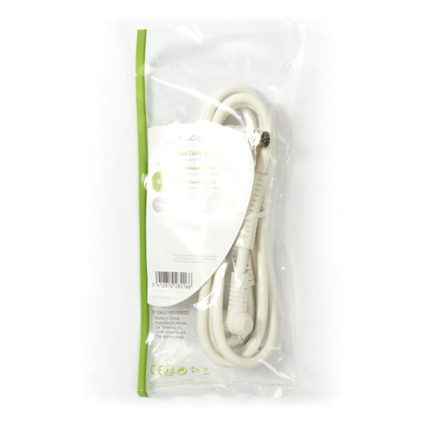 Cablu Coaxial Ecranat Quad Iec Tata Cotit Iec Mama Cotit 15m Alb Nedis