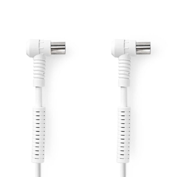 Cablu coaxial ecranat quad IEC tata cotit - IEC mama cotit 1.5m alb Nedis