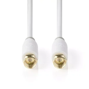 Cablu Coaxial Nedis F Tata F Tata 2m Alb Cupru Dublu Izolat