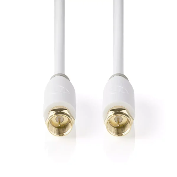 Cablu Coaxial Nedis F Tata F Tata 2m Alb Cupru Dublu Izolat