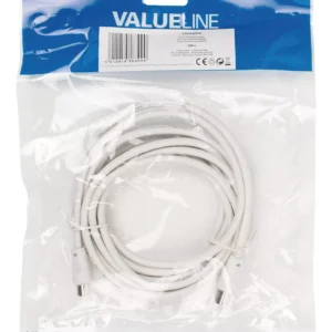 Cablu Coaxial Pentru Antena Tata Coaxial Mama 3m Alb Dublu Ecranat Valueline