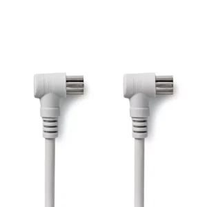 Cablu coaxial tata cotit - coaxial mama cotit 3m alb Nedis