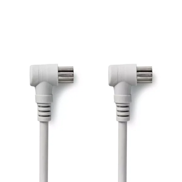 Cablu coaxial tata cotit - coaxial mama cotit 3m alb Nedis