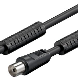 Cablu COAXIAL TV antena 3.5m mama-tata 75 ohm cu ferita 80DB Dublu ecranat negru 50743 Goobay Cablu COAXIAL TV antena 3.5m mama-tata 75 ohm cu ferita 80DB Dublu ecranat negru 50743 Goobay