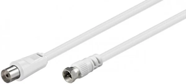 Cablu conexiune antena/Satelit 2.5m F tata - Coaxial mama alb Goobay Cablu conexiune antena/Satelit 2.5m F tata - Coaxial mama alb Goobay