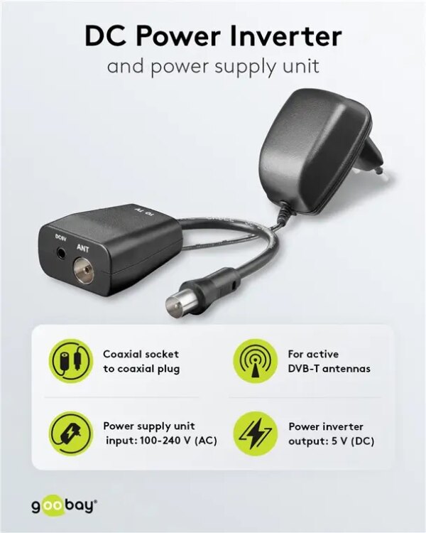 Invertor De Putere Si Alimentator 5vdc Pentru Conectare Antene Dvb T Goobay 67245