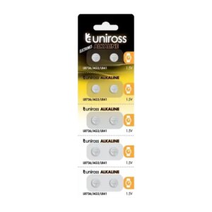 Set 10 baterii buton alcaline Uniross AG3 /LR736 /LR41 2409277-10