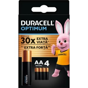 Set 4 baterii DuraCell OPTIMUM Alkaline AA LR6