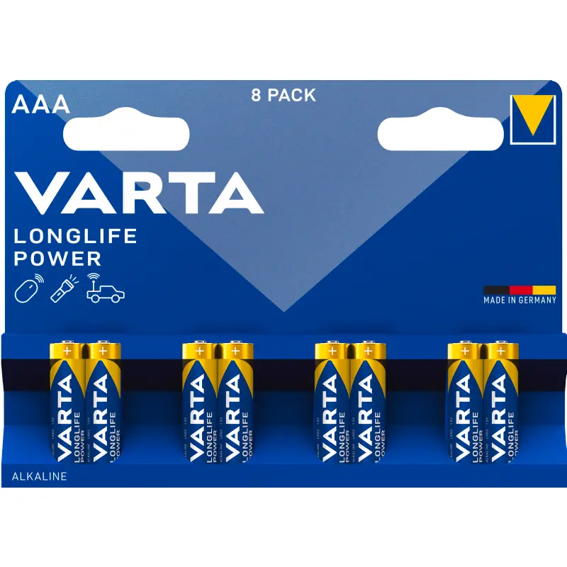 Set 8 baterii VARTA LONGLIFE POWER alcaline AAA LR03 1.5V 749 896