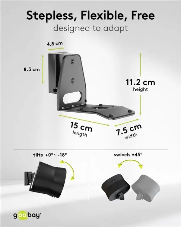 Set Suport Difuzor De Perete Modern Sonos Era 300 Flex Negru Goobay 71194