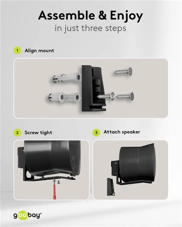 Set Suport Difuzor De Perete Modern Sonos Era 300 Flex Negru Goobay 71194