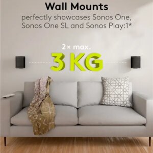 Set suport difuzor de perete Sonos One /Sonos One SL /Sonos Play:1 negru Goobay 70829 Set Suport Difuzor De Perete Sonos One Sonos One Sl Sonos Play 1 Negru Goobay 70829