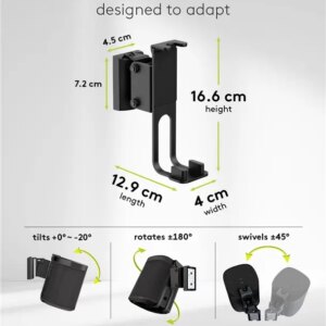 Set suport difuzor de perete Sonos One /Sonos One SL /Sonos Play:1 negru Goobay 70829 Set Suport Difuzor De Perete Sonos One Sonos One Sl Sonos Play 1 Negru Goobay 70829