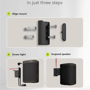 Set suport difuzor de perete Sonos One /Sonos One SL /Sonos Play:1 negru Goobay 70829 Set Suport Difuzor De Perete Sonos One Sonos One Sl Sonos Play 1 Negru Goobay 70829