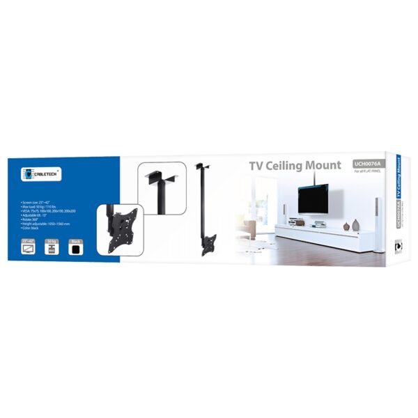 Suport pentru televizor LCD max 42 inch inclinabil cu prindere de plafon tavan Cabletech UCH0076A Suport Pentru Televizor Lcd Max 42 Inch Inclinabil Cu Prindere De Plafon Tavan Cabletech Uch0076a