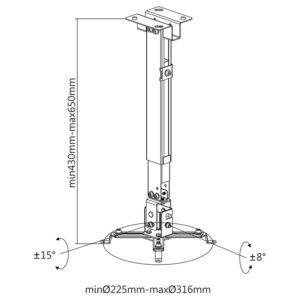 Suport Proiector Perete Tavan Argintiu Uch0101 1 Cabletech