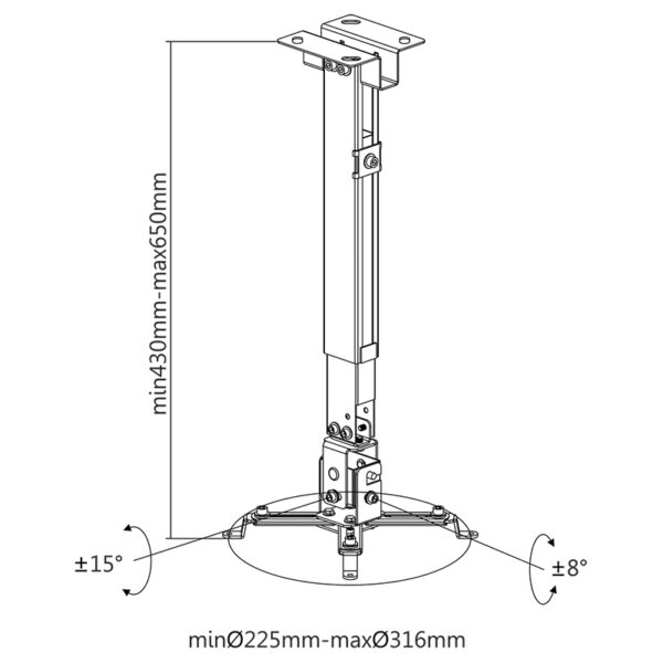 Suport Proiector Perete Tavan Argintiu Uch0101 1 Cabletech