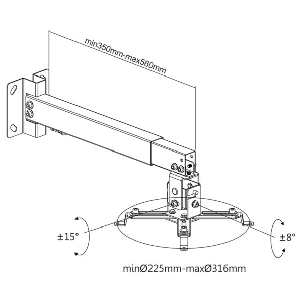 Suport Proiector Perete Tavan Argintiu Uch0101 1 Cabletech