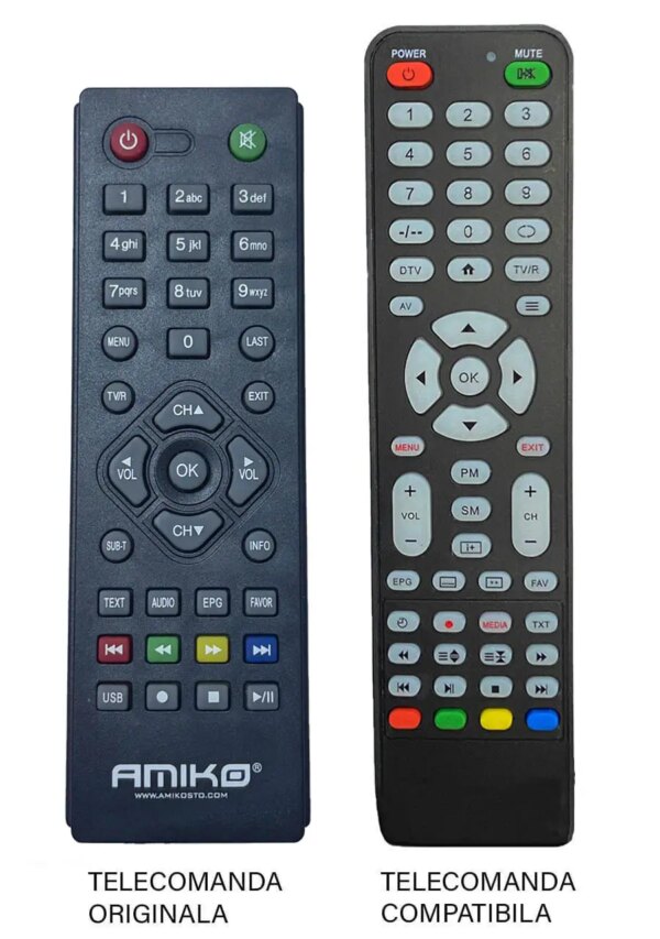 Telecomanda inlocuitoare compatibila pentru receptor Amiko T765 (676) Telecomanda inlocuitoare compatibila pentru receptor Amiko T765 (676)