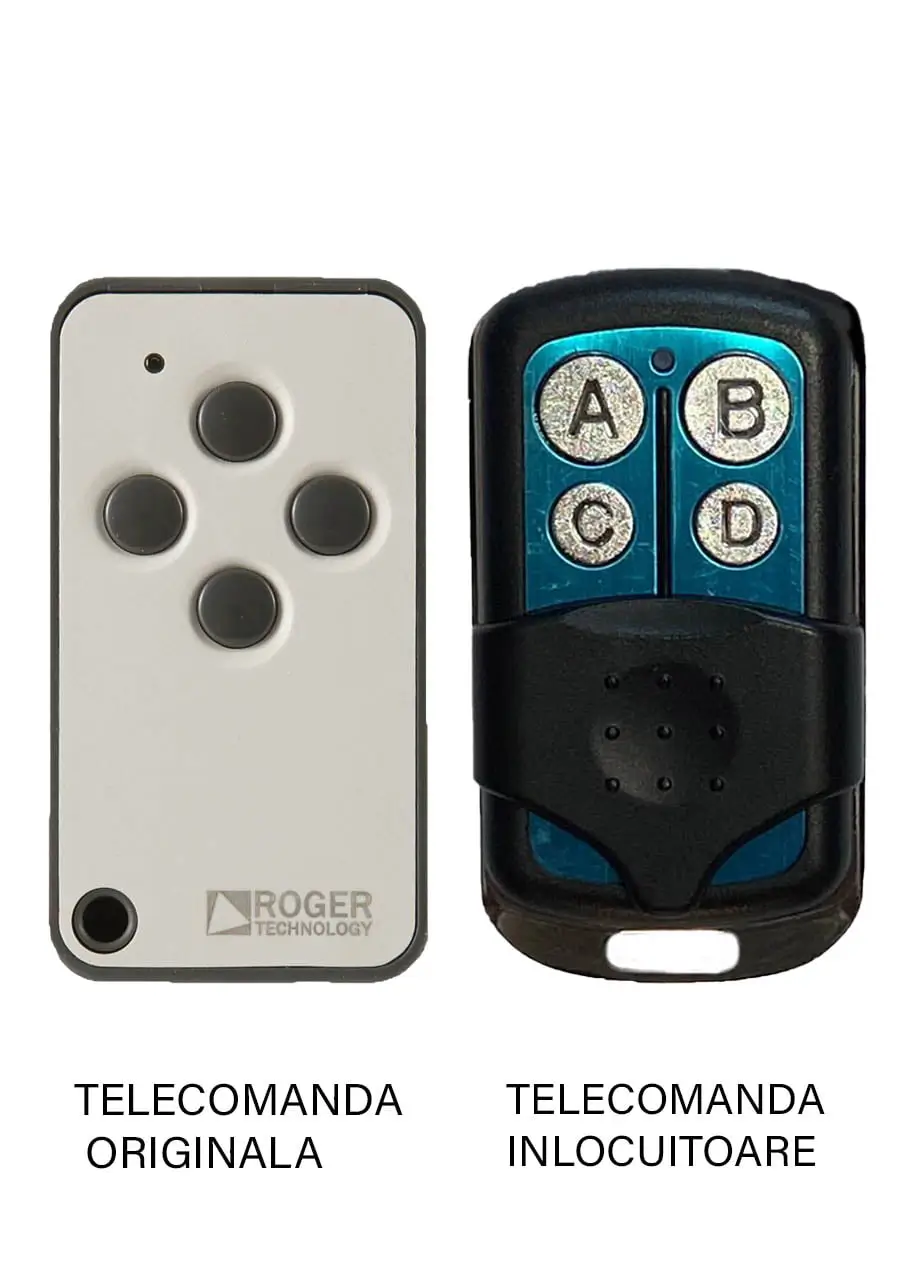 Telecomanda inlocuitoare poarta garaj de 2 si 4 canale cod fix 433.92MHz Roger E80 compatibila cu originalul (845)