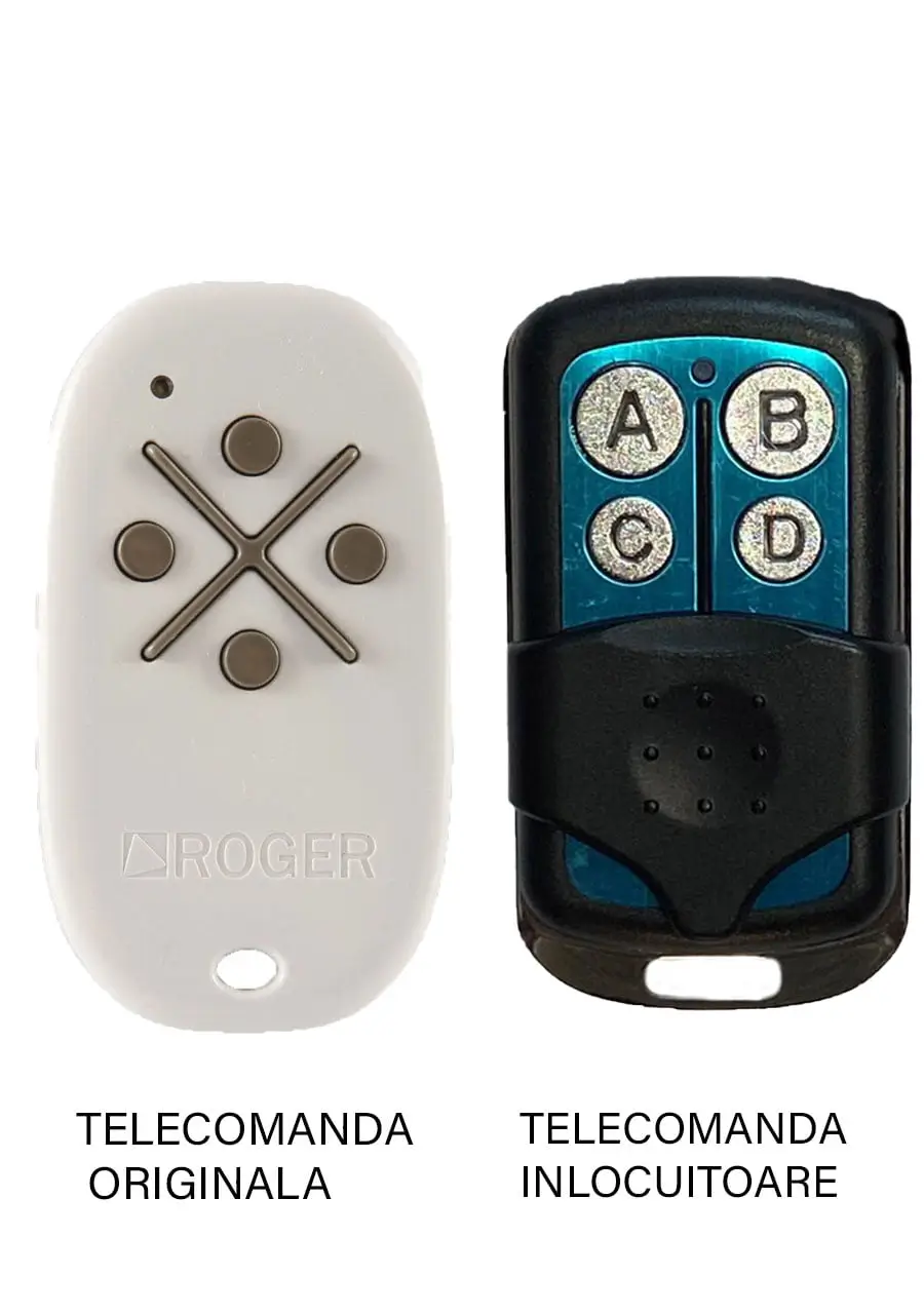 Telecomanda inlocuitoare poarta garaj de 2 si 4 canale cod fix 433.92MHz Roger M80 compatibila cu originalul (846)