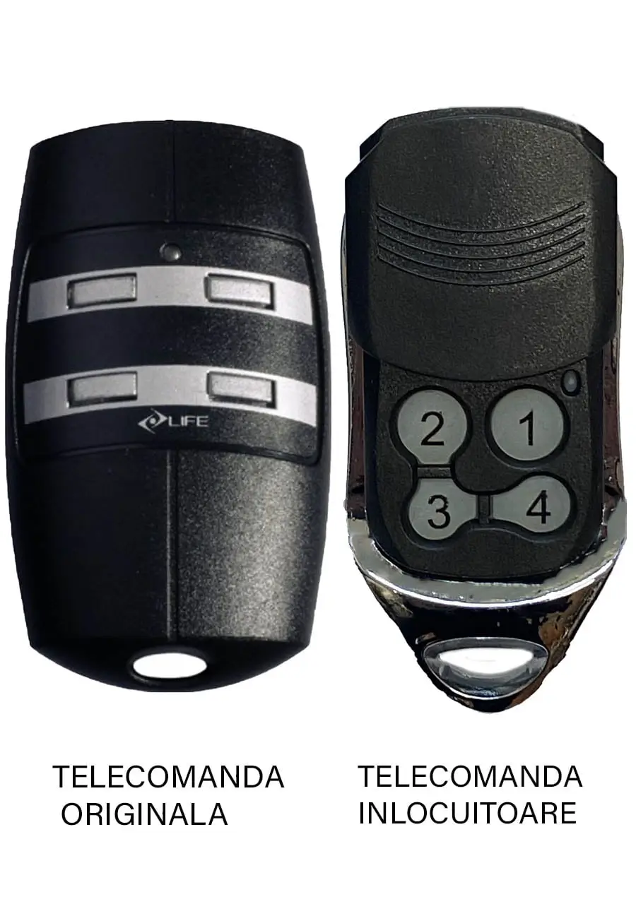 Telecomanda inlocuitoare poarta garaj Life cu 4 canale FIDO frecventa 433.92MHz Codificare LIFE Rolling Code Baterie alcalina 12