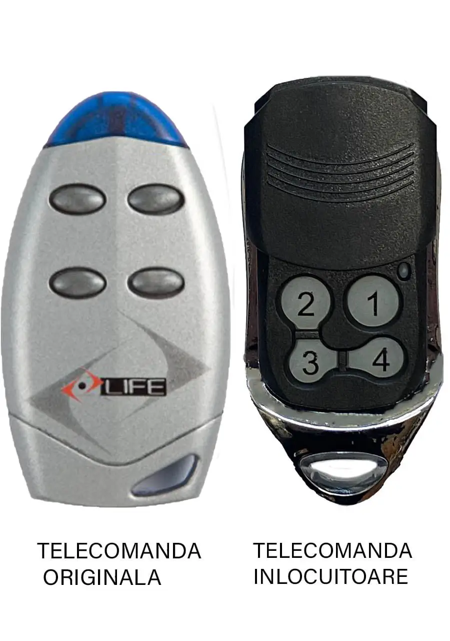 Telecomanda inlocuitoare poarta garaj Life VIP/ VIP4 cu 4 canale/ frecventa 433.92MHz/ Rolling Code (828)