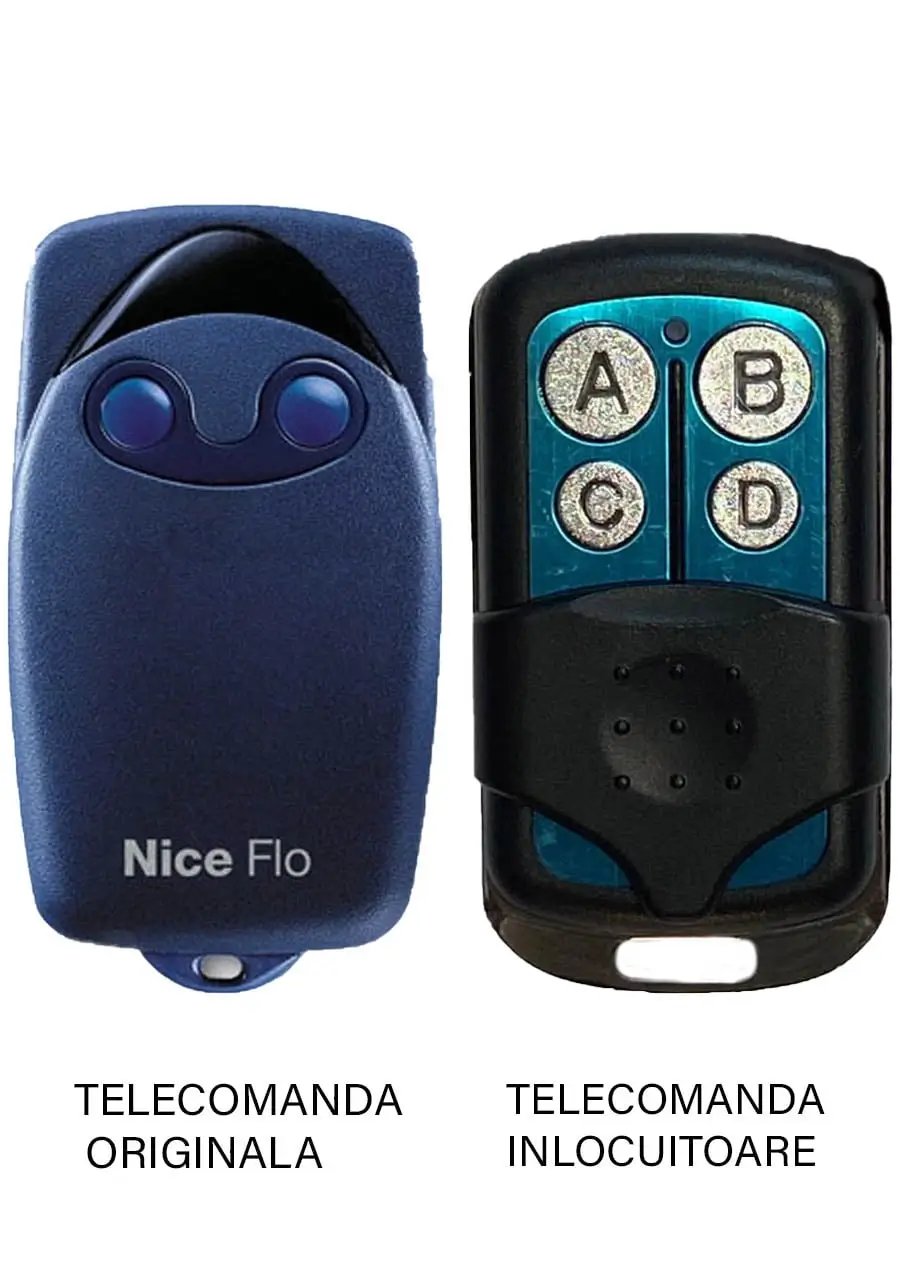 Telecomanda inlocuitoare poarta garaj Nice Flo 2 R-S cu cod programabil 1024 de combinatii si DIP-SWITCH 433.92MHz /cu functie d