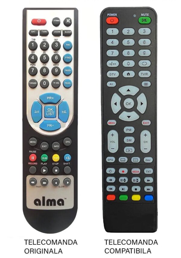 Telecomanda inlocuitoare receiver Alma HD S-2000/ HD S-2100/ HD S-2200 compatibil cu originalul (480) Telecomanda inlocuitoare receiver Alma HD S-2000/ HD S-2100/ HD S-2200 compatibil cu originalul (480)