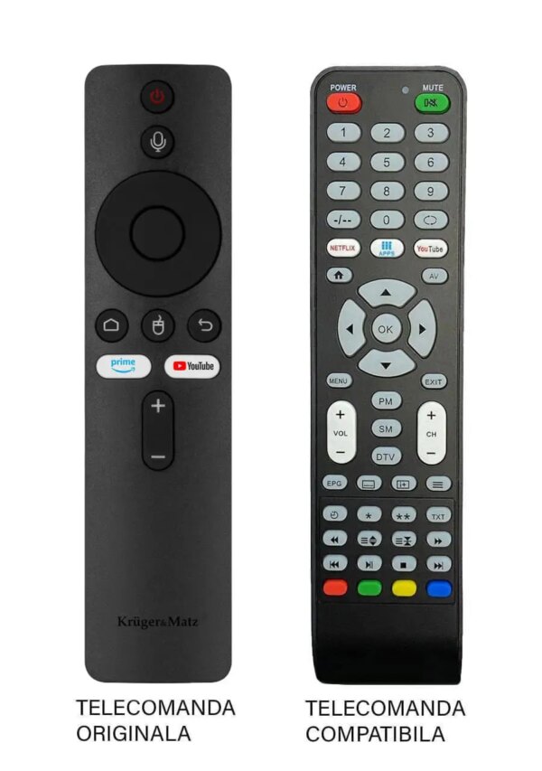 Telecomanda inlocuitoare TV Kruger&Matz Smart TV Stick compatibila cu originalul (594) Telecomanda inlocuitoare TV Kruger&Matz Smart TV Stick compatibila cu originalul (594)