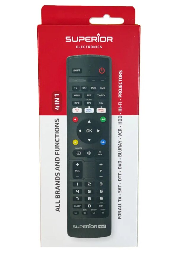 Telecomanda SUPERIOR 4in1 Universala TV /SAT /DVD /AUX IR cod programabil Superior SUPTB031 (216) Telecomanda SUPERIOR 4in1 Universala TV /SAT /DVD /AUX IR cod programabil Superior SUPTB031 (216)