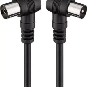 Cablu coaxial tata-mama 1.5m negru conectorI cotitI Goobay Cablu coaxial tata-mama 1.5m negru conectorI cotitI Goobay