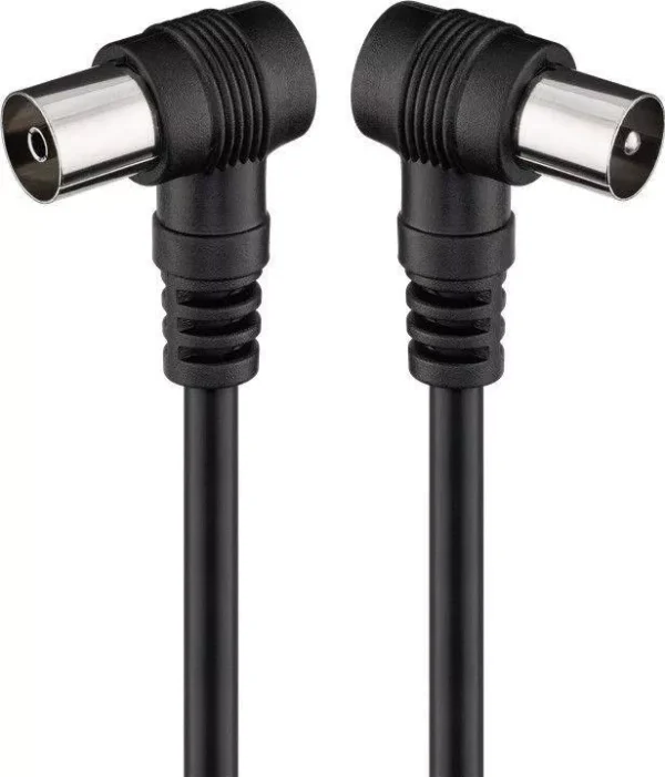 Cablu coaxial tata-mama 1.5m negru conectorI cotitI Goobay Cablu coaxial tata-mama 1.5m negru conectorI cotitI Goobay