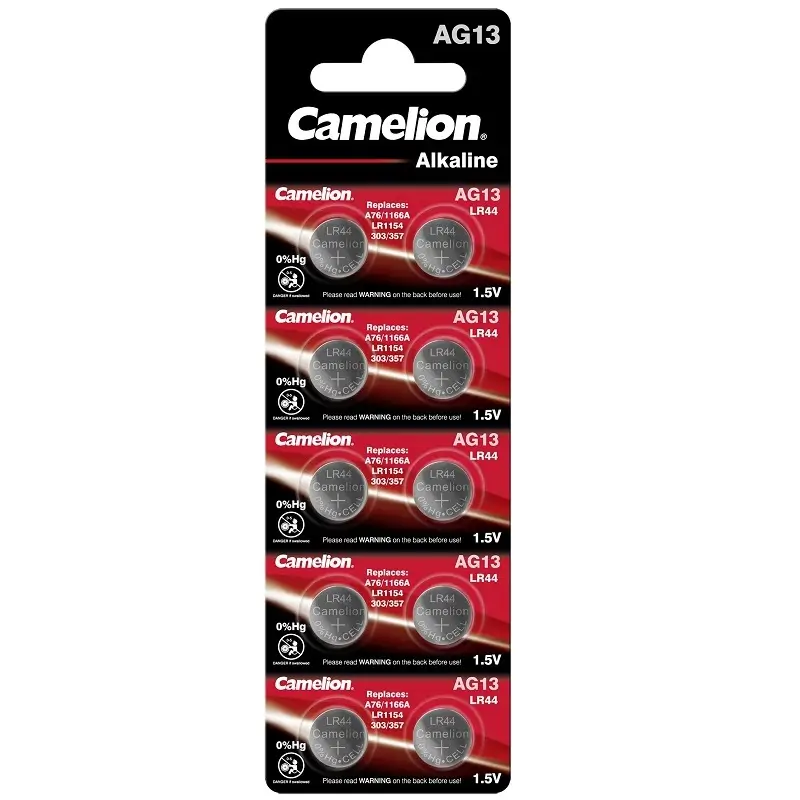 Set 10 baterii alkaline LR44 AG13 1.5V CAMELION GERMANY G13-BP10