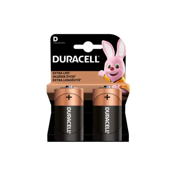 Set 2 baterii alkalina Duracell Basic LR20/MN1300 tip D 1.5V