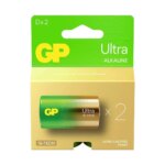 Set 2 baterii alkaline Ultra GP R20 tip D 2buc GP13AU-PGB2