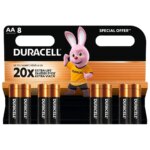 Set 8 baterii alcaline Duracell Basic R6 AA 1.5V blister AA8/LR6/MN1500