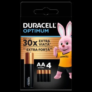 Set baterii alcaline AA R6 DURACELL OPTIMUM 4buc MX1500