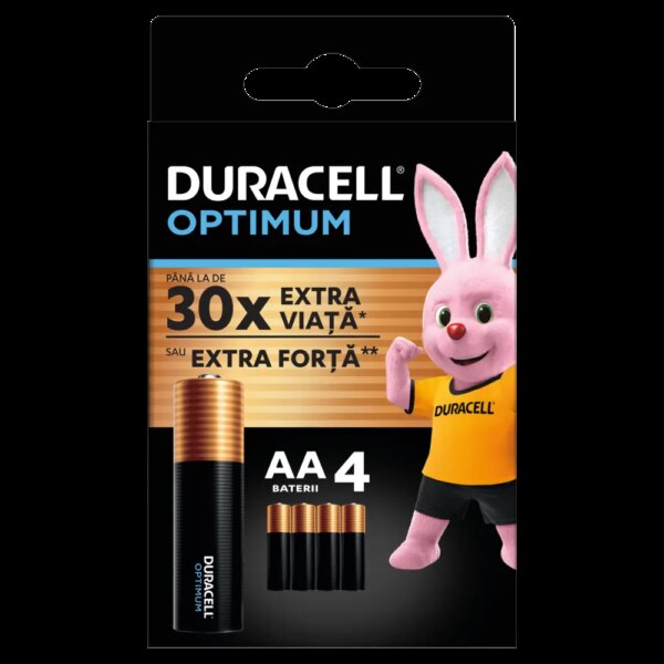 Set baterii alcaline AA R6 DURACELL OPTIMUM 4buc MX1500