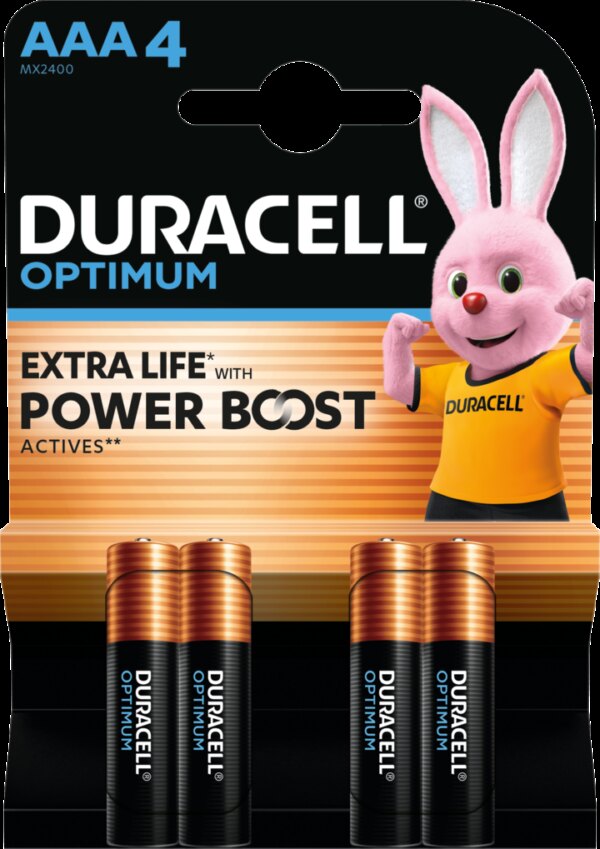 Set baterii alcaline DURACELL OPTIMUM AAA R03 4buc MX2400 Set baterii alcaline DURACELL OPTIMUM AAA R03 4buc MX2400
