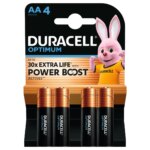 Set baterii DuraCell OPTIMUM Alkaline AA LR6 MX1500 1.5V 4buc