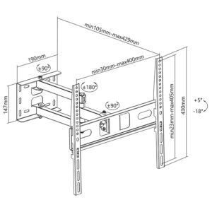 Suport TV de perete Cabletech UCH0197-1 pentru 32-55 inch 35Kg Suport TV de perete Cabletech UCH0197-1 pentru 32-55 inch 35Kg - imagine 4