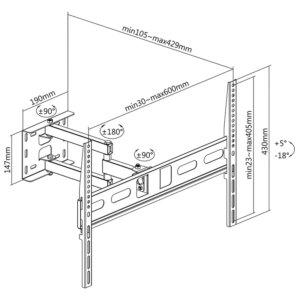 Suport TV de perete Cabletech UCH0199-1 pentru 37-70 inch 35Kg Suport TV de perete Cabletech UCH0199-1 pentru 37-70 inch 35Kg - imagine 4